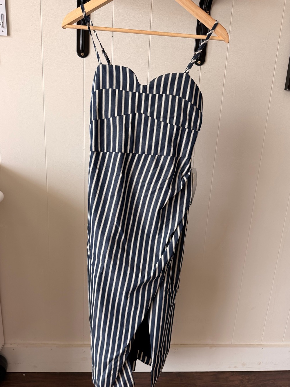 Bishop and Young Seville Corset Dress, Midi Slip-Style Dress, Striped, Size S